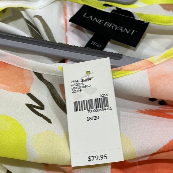 NWT Lane Bryant vibrant white coral floral trapeze dress 3/4 sleeve Sz 18/20 $80 - Picture 11 of 13